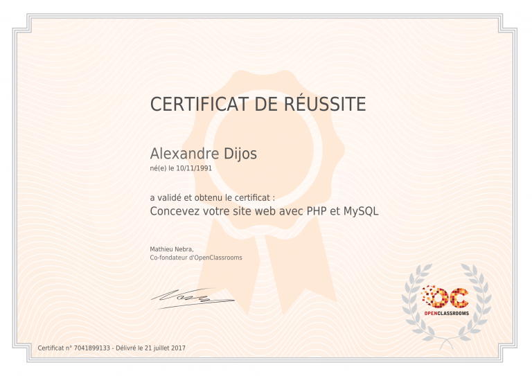 certificat_alexandre-dijos_concevez-votre-site-web-avec-php-et-mysql-1